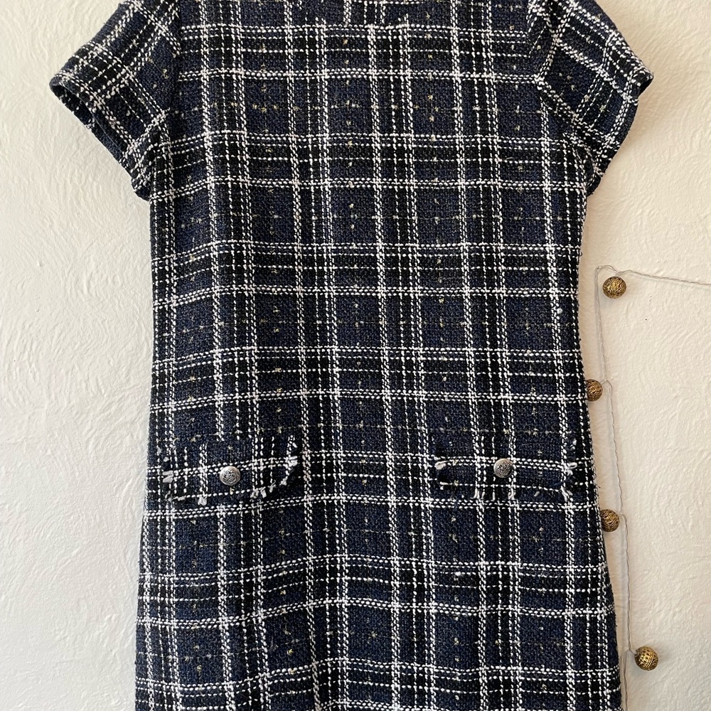 Stylish Navy Plaid Juniors Dress